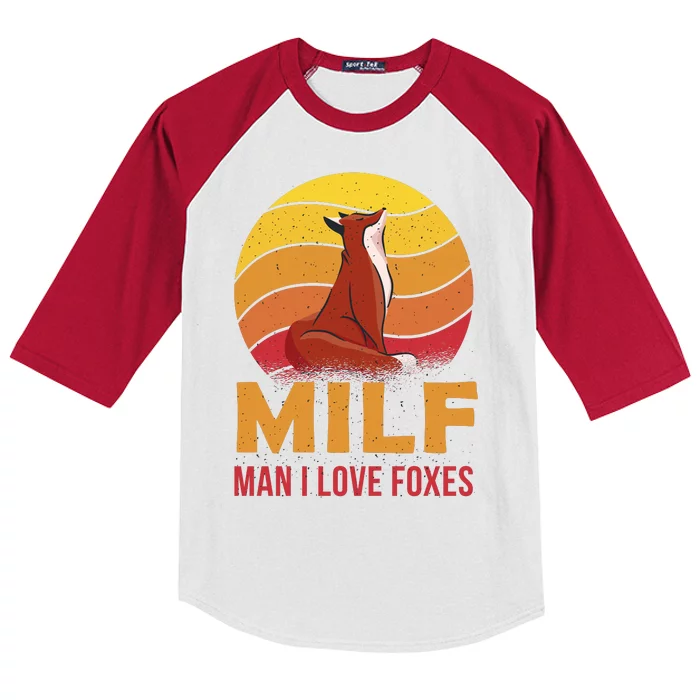 Man I Love Foxes MILF Funny Kids Colorblock Raglan Jersey