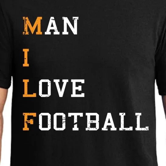 Milf I Love Football Hilarious Adult Acronym Joke Gift Great Gift Pajama Set