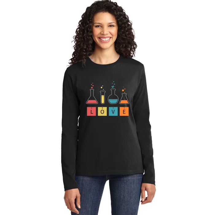 Man I Love Science Chemistry Set Ladies Long Sleeve Shirt