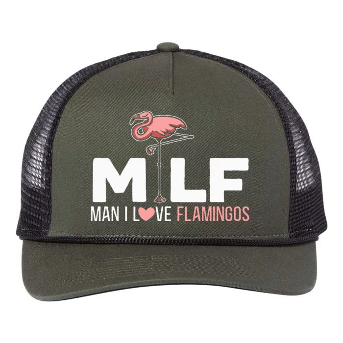 Man I Love Flamingos Bird Lover Summer Retro Rope Trucker Hat Cap