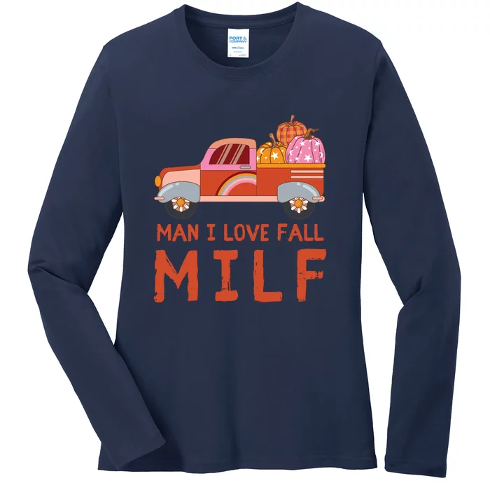 Man I Love Fall Funny Halloween Ladies Long Sleeve Shirt