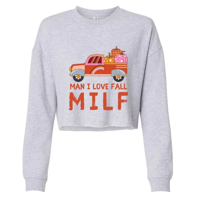 Man I Love Fall Funny Halloween Cropped Pullover Crew