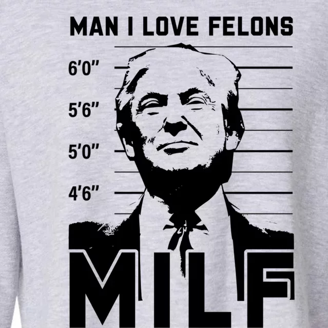 Milf I Love Felons Funny Trump Sarcastic Statet Humor Gift Cropped Pullover Crew