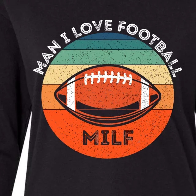 Milf I Love Football Retro Sunset Vintage Football 'S Gift Womens Cotton Relaxed Long Sleeve T-Shirt