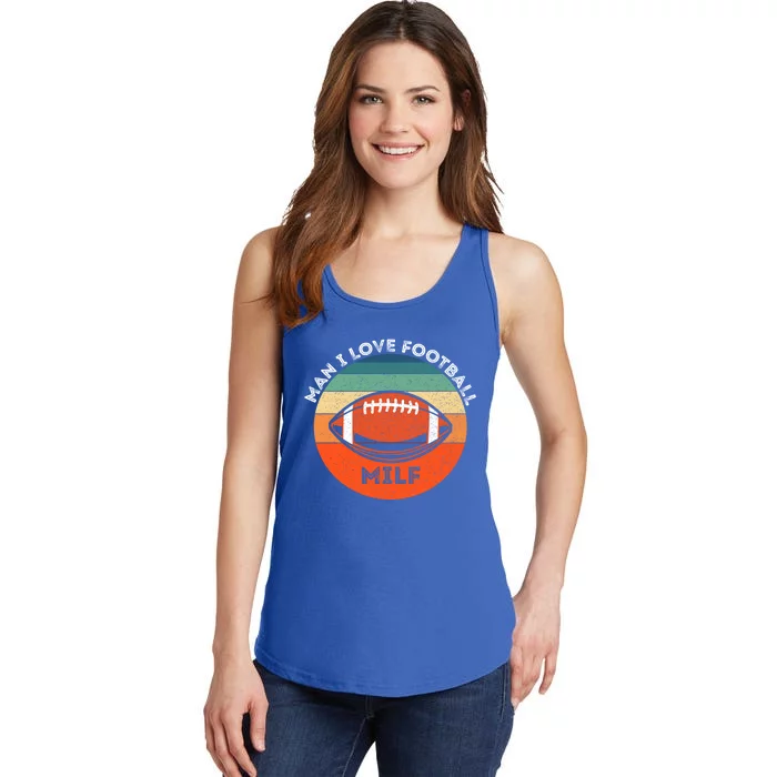 Milf I Love Football Retro Sunset Vintage Football 'S Gift Ladies Essential Tank