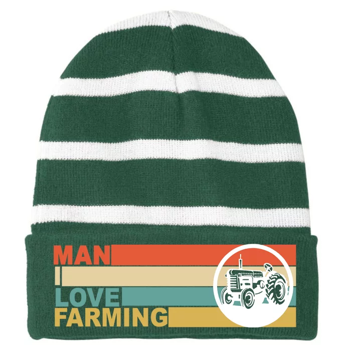 Man I Love Farming Striped Beanie with Solid Band