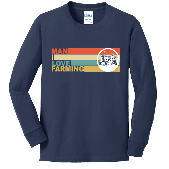 Man I Love Farming Kids Long Sleeve Shirt