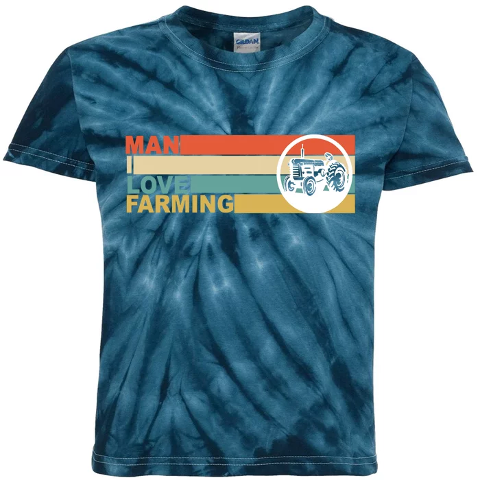 Man I Love Farming Kids Tie-Dye T-Shirt