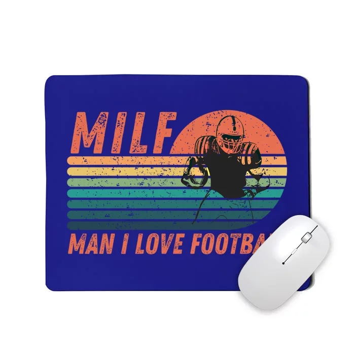 Milf I Love Football Retro Vintage Distressed Sunset Gift Mousepad