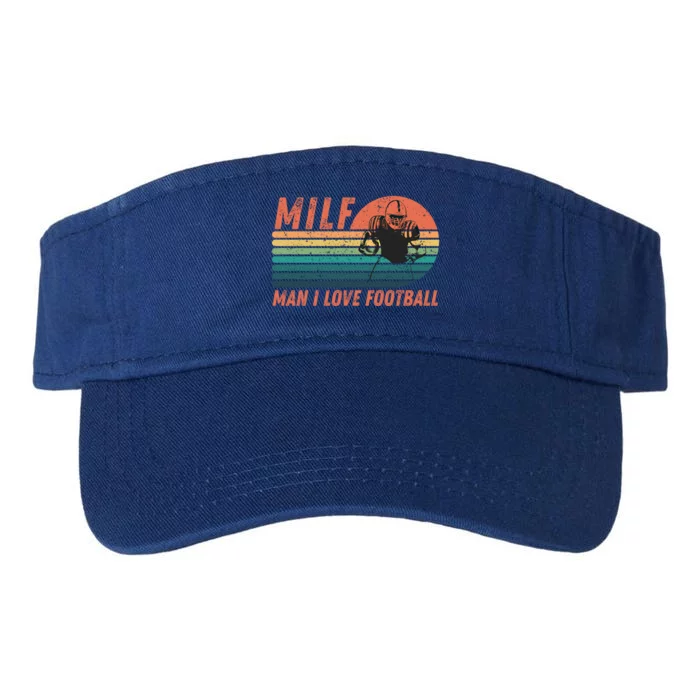 Milf I Love Football Retro Vintage Distressed Sunset Gift Valucap Bio-Washed Visor