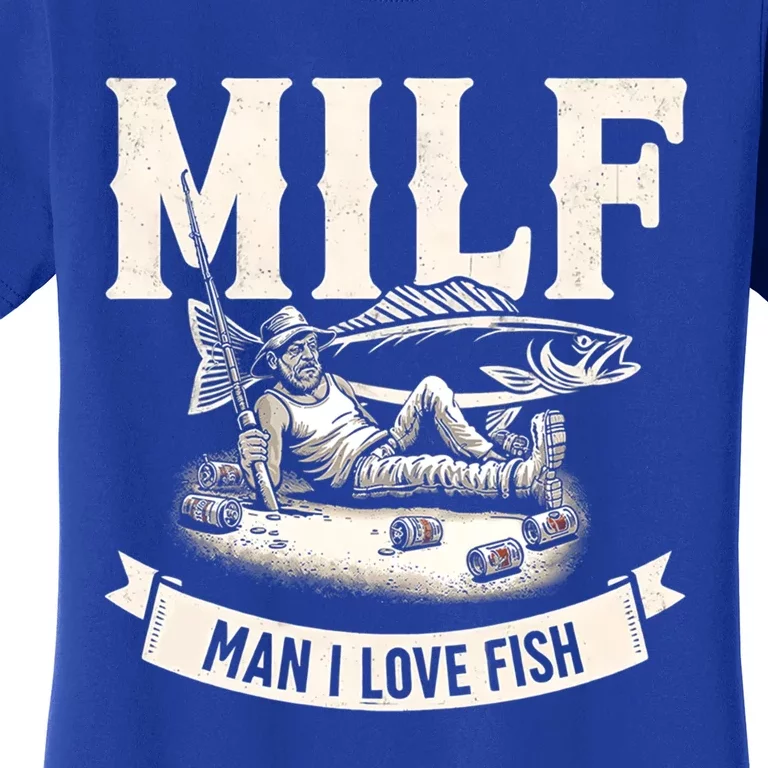 Milf I Love Fish Funny Fishing And Beer Fisher Cool Gift Women's T-Shirt