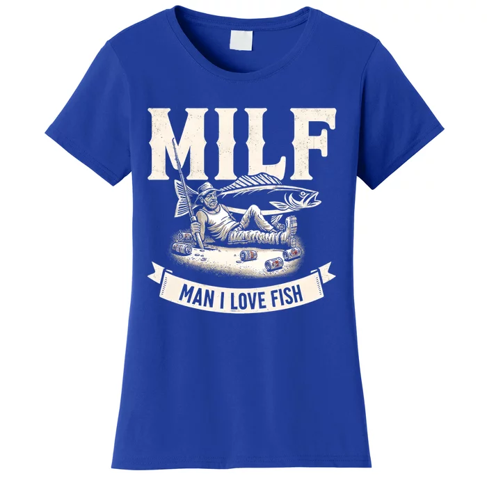 Milf I Love Fish Funny Fishing And Beer Fisher Cool Gift Women's T-Shirt