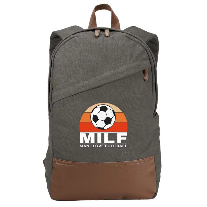 Milf I Love Football Cool Gift Cotton Canvas Backpack