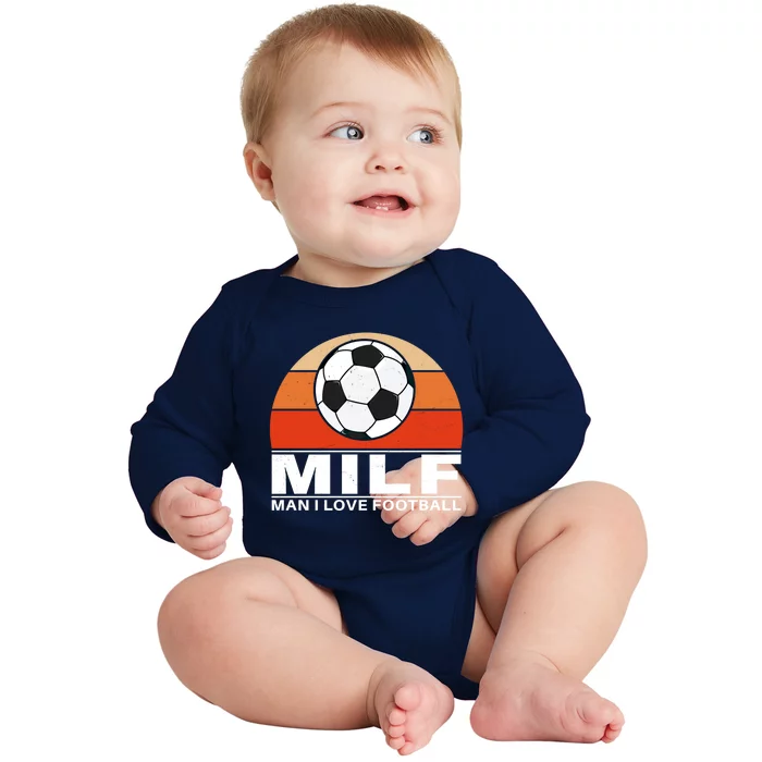 Milf I Love Football Cool Gift Baby Long Sleeve Bodysuit