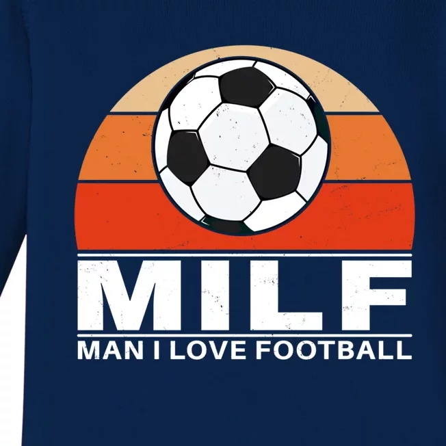 Milf I Love Football Cool Gift Baby Long Sleeve Bodysuit