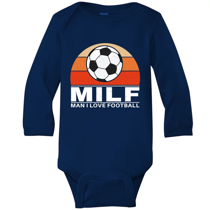 Milf I Love Football Cool Gift Baby Long Sleeve Bodysuit