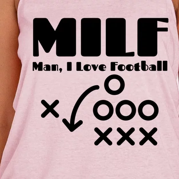 Milf I Love Football Football Season Funny Football Gift Women's Knotted Racerback Tank