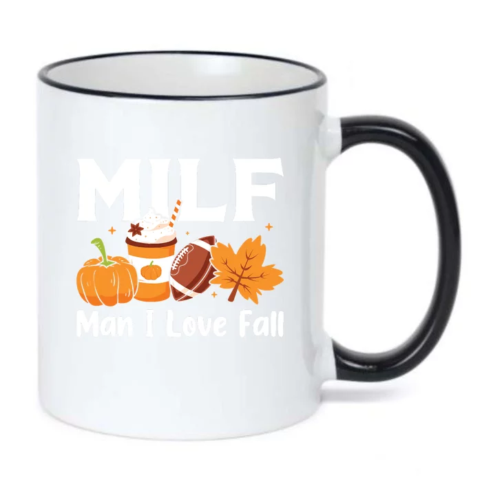 Man I Love Fall MILF Pumpkin Football Coffee Leaves Funny Black Color Changing Mug