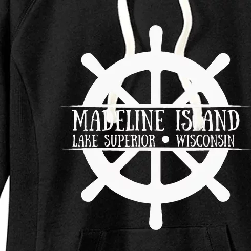 Madeline Island Lake Superior Wisconsin Ship Wheel Women's Fleece Hoodie