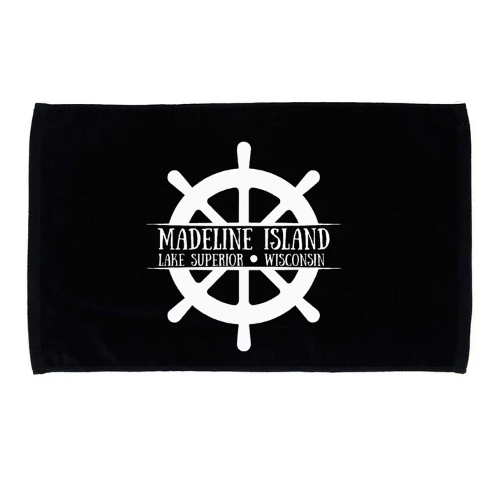 Madeline Island Lake Superior Wisconsin Ship Wheel Microfiber Hand Towel