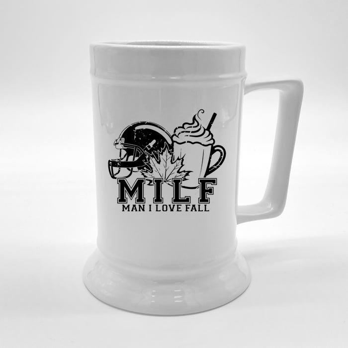 Milf I Love Fall Funny Skeleton Pumpkin Halloween Funny Funny Gift Front & Back Beer Stein