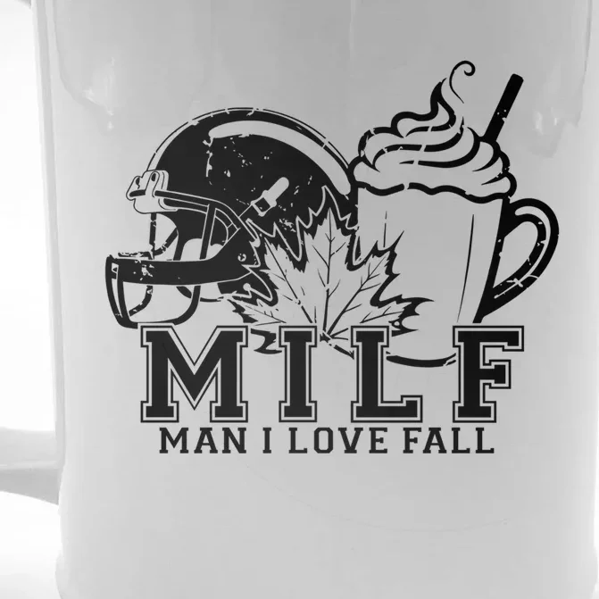 Milf I Love Fall Funny Skeleton Pumpkin Halloween Funny Funny Gift Front & Back Beer Stein