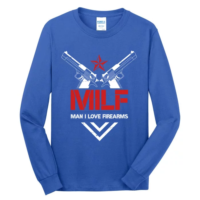 Milf I Love Firearms Gun Owners Patriotic Pro Usa Design Gift Tall Long Sleeve T-Shirt