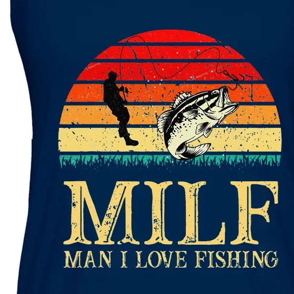 MILFMan I Love Fishing Funny Fishing Fishermen Fishing Tee Ladies Essential Flowy Tank