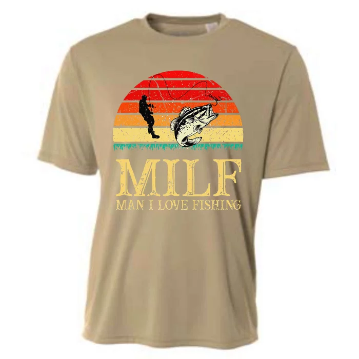 MILFMan I Love Fishing Funny Fishing Fishermen Fishing Tee Cooling Performance Crew T-Shirt