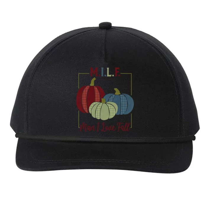 Milf I Love Fall Colorful Pumpkins Funny Gift Snapback Five-Panel Rope Hat