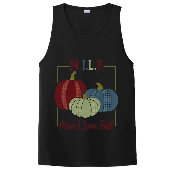 Milf I Love Fall Colorful Pumpkins Funny Gift Performance Tank