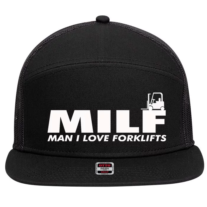 Man I Love Forklifts Gift 7 Panel Mesh Trucker Snapback Hat