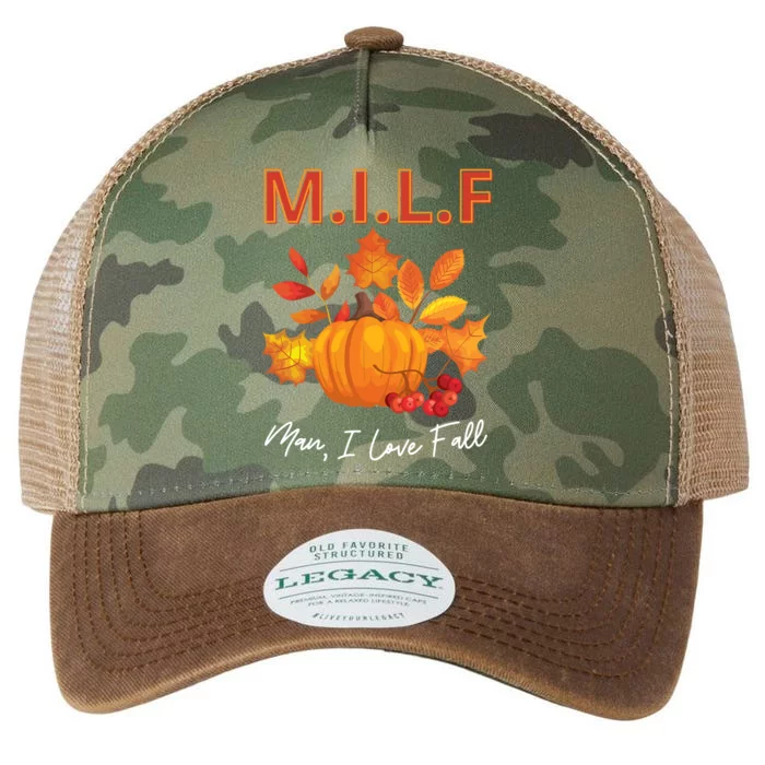 Milf I Love Fall Funny Seasonal Pumpkin Autumn Lover Gift Legacy Tie Dye Trucker Hat