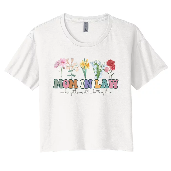 Mother In Law Mothers Day Gift For Mother Family Women's Crop Top Tee