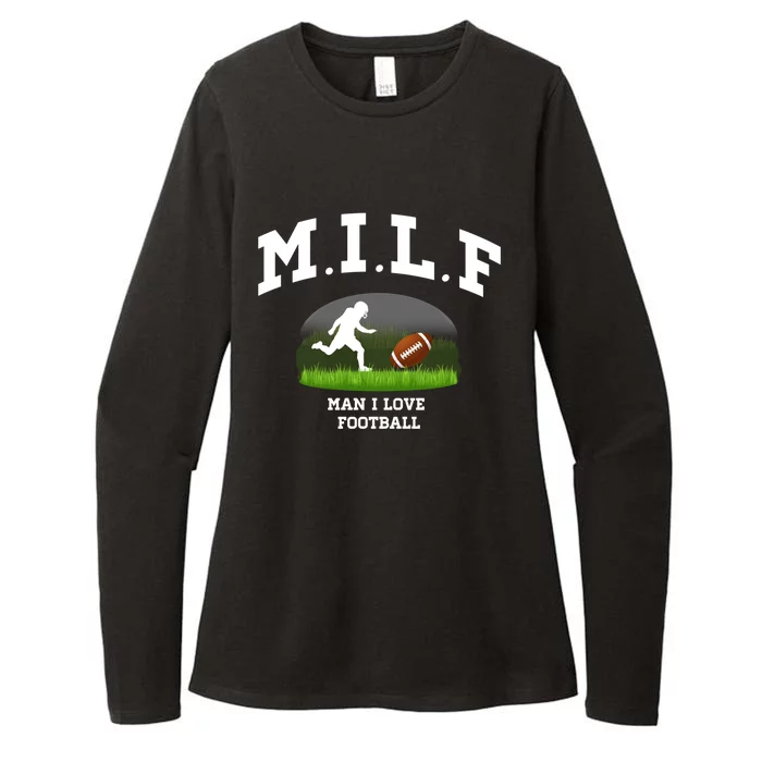 M I L F I Love Football Sunday Is Funday Quarterback Gift Womens CVC Long Sleeve Shirt