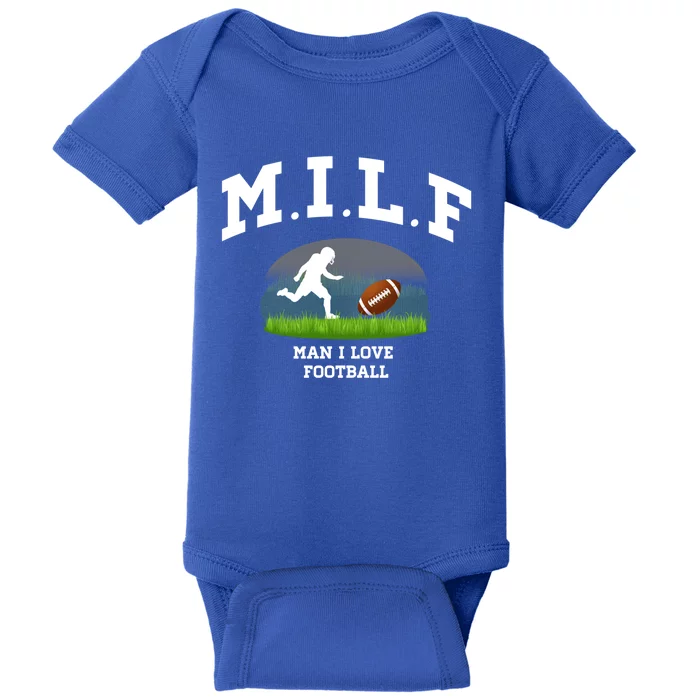 M I L F I Love Football Sunday Is Funday Quarterback Gift Baby Bodysuit