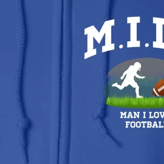 M I L F I Love Football Sunday Is Funday Quarterback Gift Full Zip Hoodie