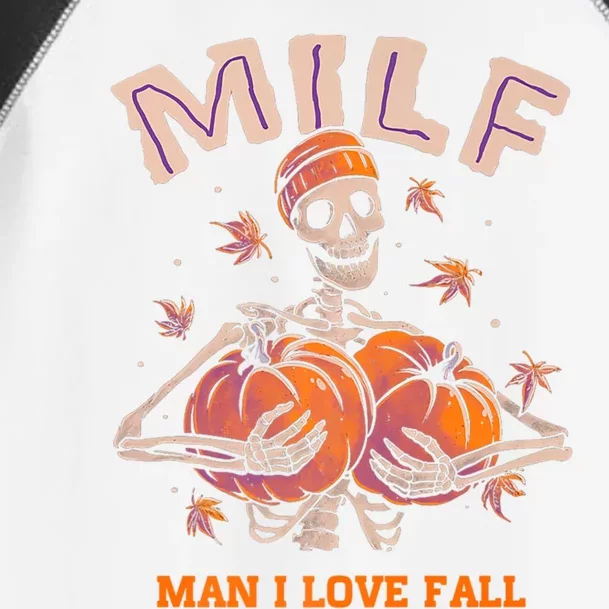 Milf I Love Fall Funny Skeleton Pumpkin Autumn Lover Great Gift Toddler Fine Jersey T-Shirt