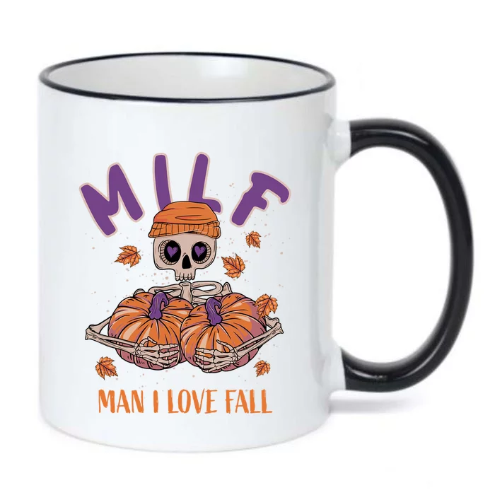 Milf I Love Fall Funny Skeleton Pumpkin Halloween Cool Gift Black Color Changing Mug