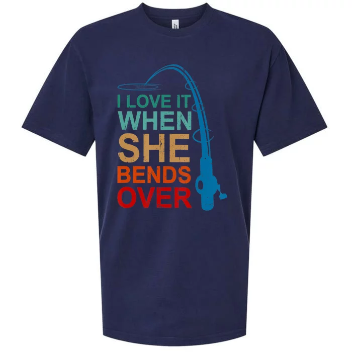 Men I Love It When She Bends Over Funny Fishing Sueded Cloud Jersey T-Shirt