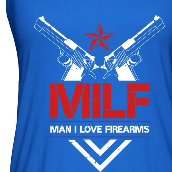 Milf I Love Firearms Gun Owners Patriotic Pro Usa Design Meaningful Gift Ladies Essential Flowy Tank