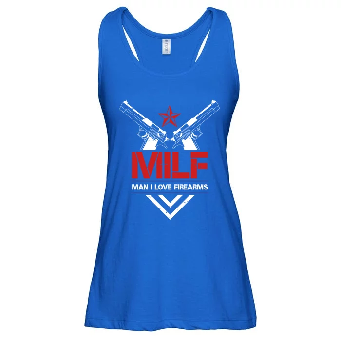 Milf I Love Firearms Gun Owners Patriotic Pro Usa Design Meaningful Gift Ladies Essential Flowy Tank