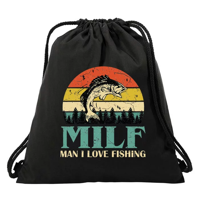 MILF-Man I Love Fishing Funny Fishing Fisher Angler Drawstring Bag