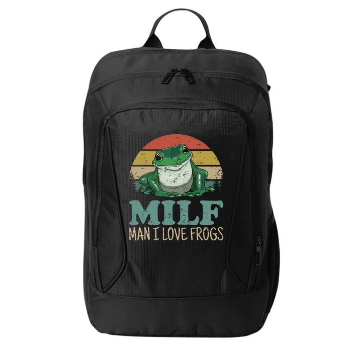 Milfman I Love Frogs Funny Saying Frogamphibian City Backpack