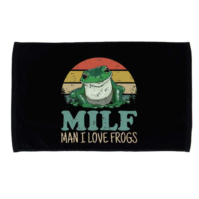 Milfman I Love Frogs Funny Saying Frogamphibian Microfiber Hand Towel