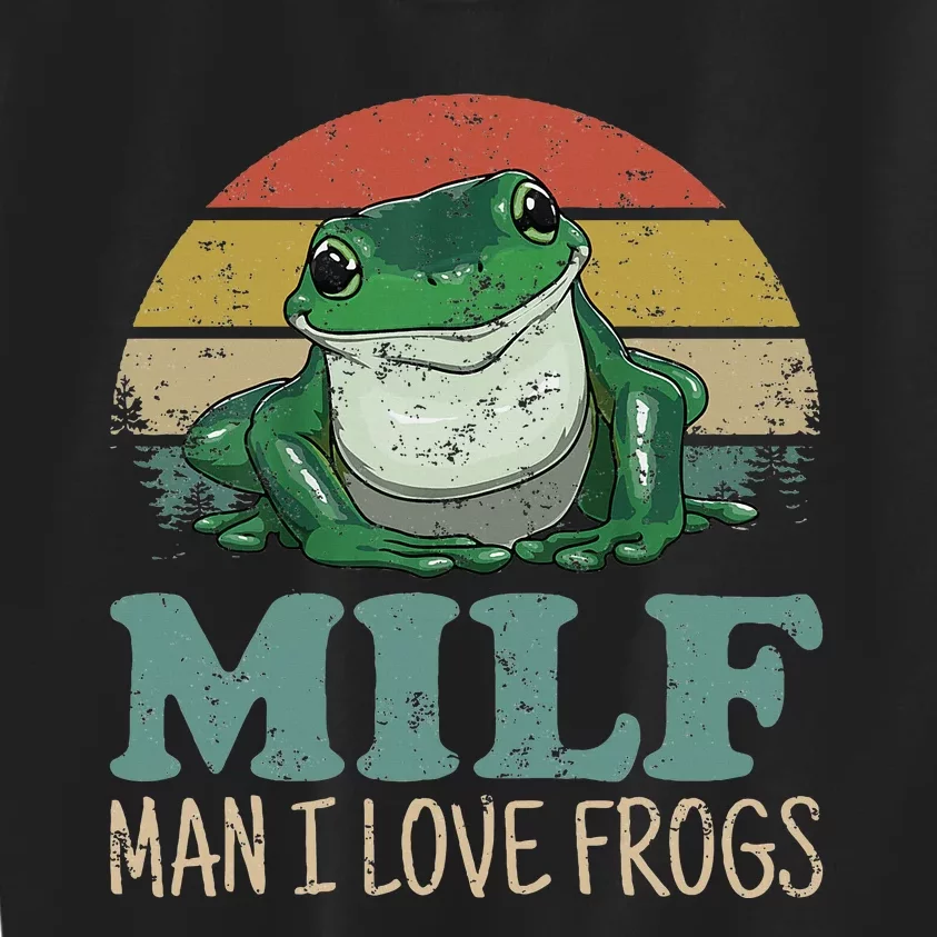 Milfman I Love Frogs Funny Saying Frogamphibian Kids Sweatshirt