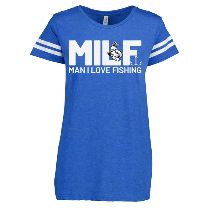 Man I Love Fishing Funny Sayings Milf Fishing Enza Ladies Jersey Football T-Shirt