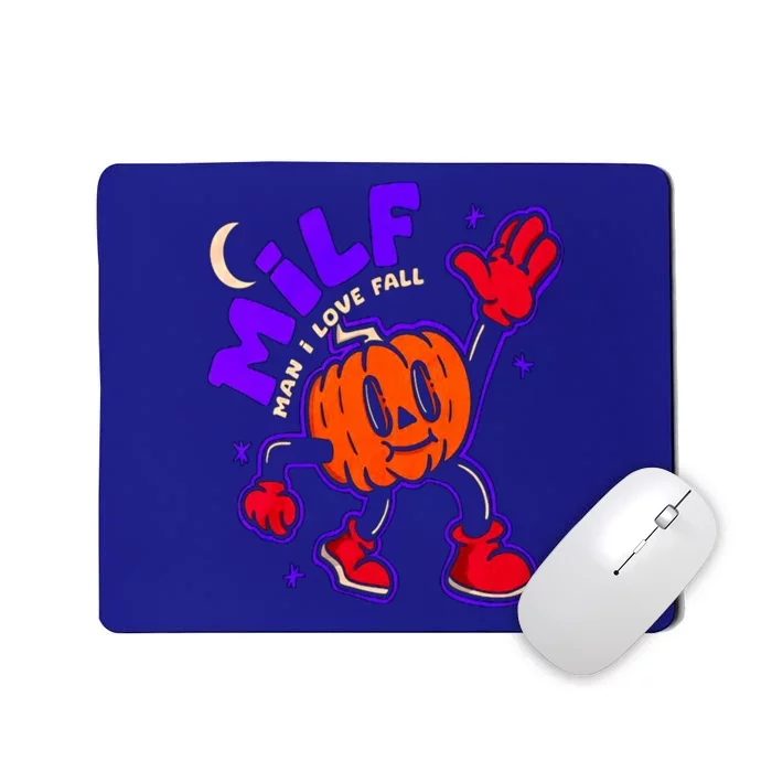 Milf I Love Fall Skeleton Pumpkin Funny Halloween Ideas Gift Mousepad