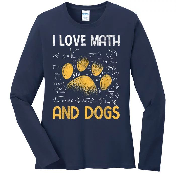 Mathematics I Love Dogs And Math Ladies Long Sleeve Shirt