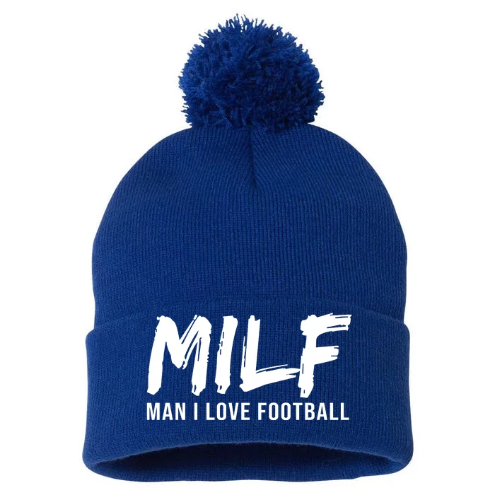 Man I Love Football Funny MILF Pom Pom 12in Knit Beanie